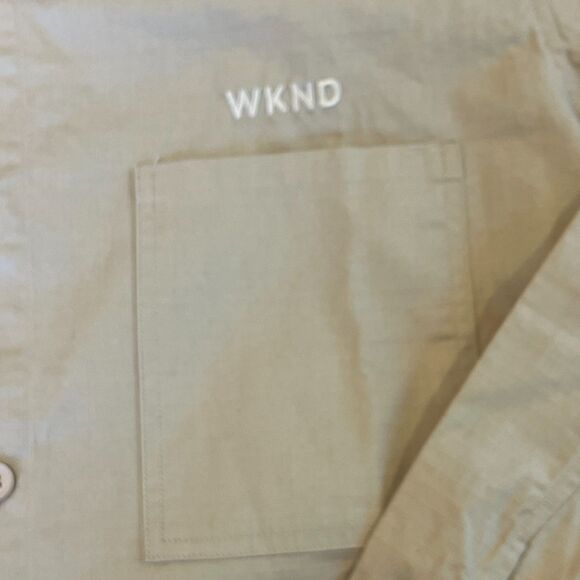 WKND Skateboarding Major Shirt Khaki Ripstop Medium Button Front 2 Pocket - Picture 4 of 7